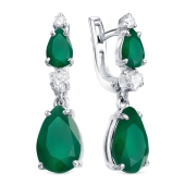 Серьги из серебра с агатами и фианитами