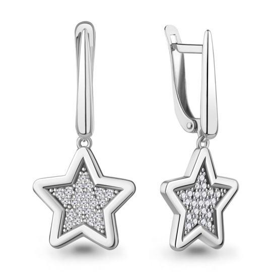 Серьги из серебра с фианитами 