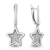 Серьги из серебра с фианитами 