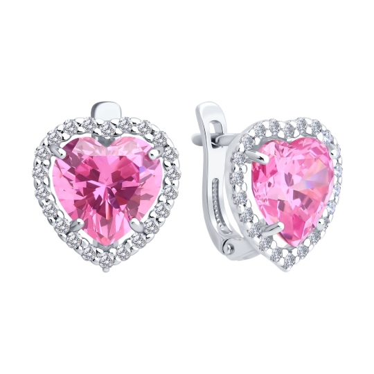Серьги из серебра с фианитами