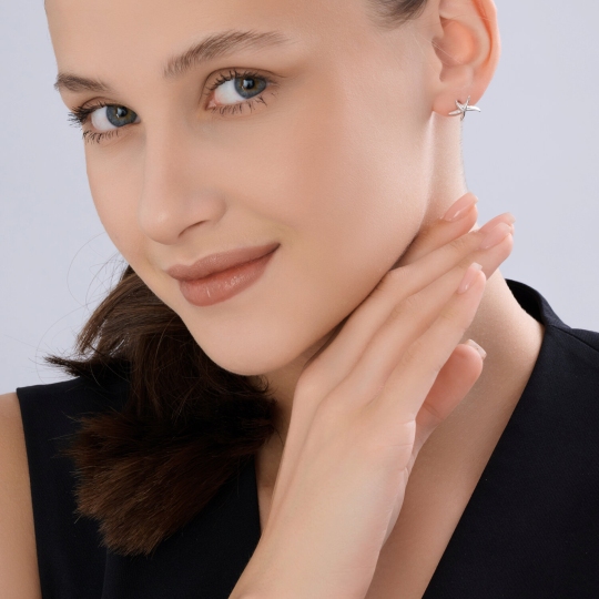 Серьги из серебра с фианитами