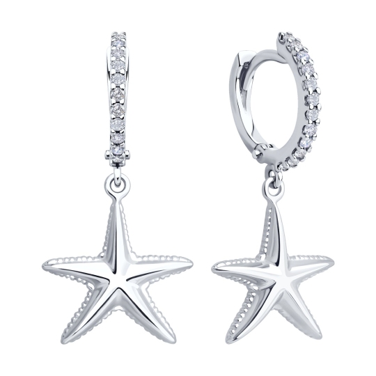 Серьги из серебра с фианитами