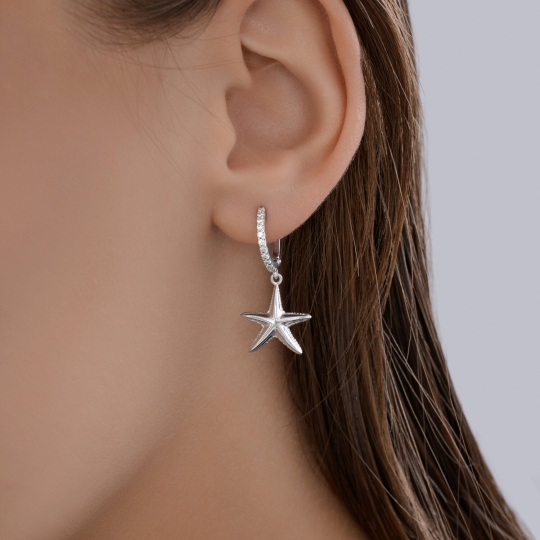 Серьги из серебра с фианитами