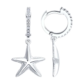 Серьги из серебра с фианитами