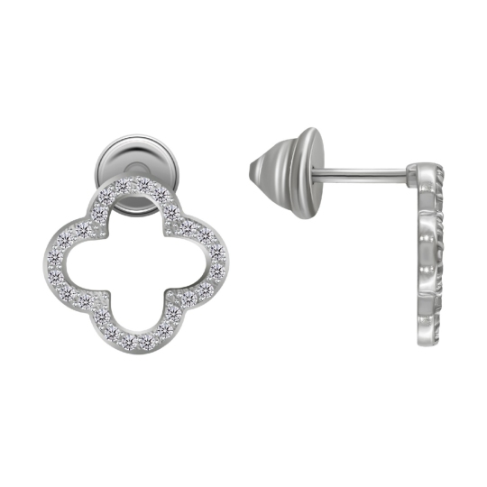Серьги из серебра с фианитами