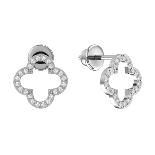 Серьги из серебра с фианитами