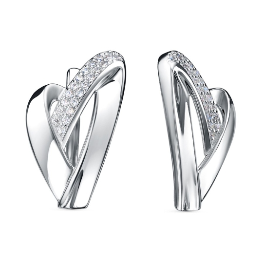 Серьги из серебра с фианитами