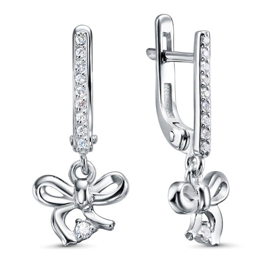 Серьги из серебра с фианитами