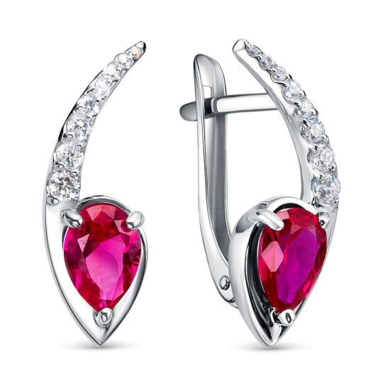 Серьги из серебра с фианитами