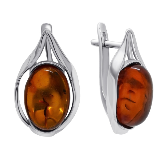 Серьги из серебра с янтарем