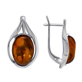 Серьги из серебра с янтарем