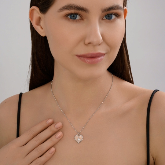 Колье из серебра с эмалью и фианитом