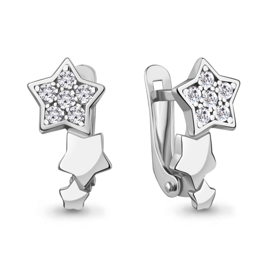 Серьги из серебра с фианитами