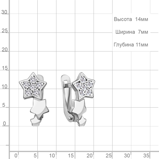 Серьги из серебра с фианитами