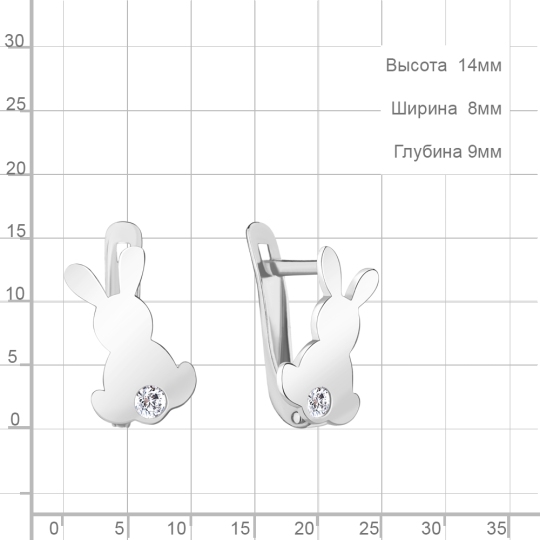 Серьги из серебра с фианитами