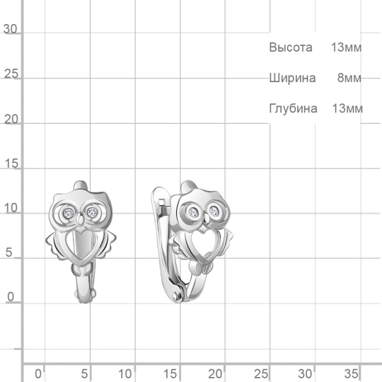 Серьги из серебра с фианитами