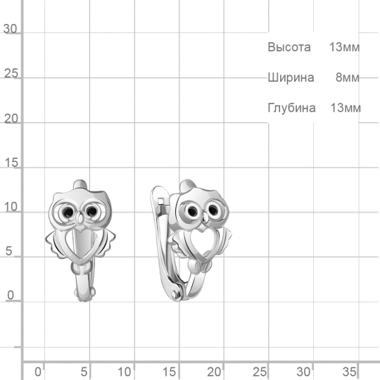 Серьги из серебра с фианитами