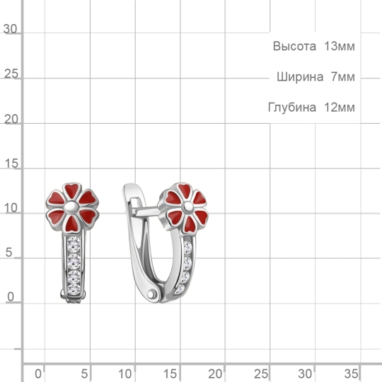 Серьги из серебра с эмалью и фианитами