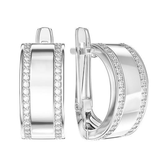 Серьги из серебра с фианитами