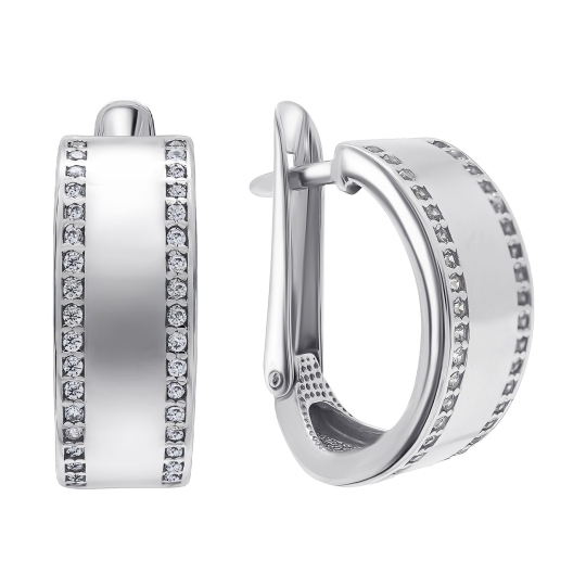 Серьги из серебра с фианитами