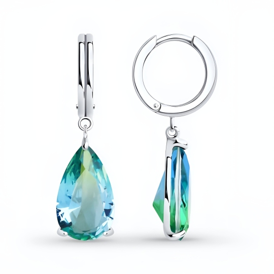 Серьги из серебра с ювелирными кристаллами