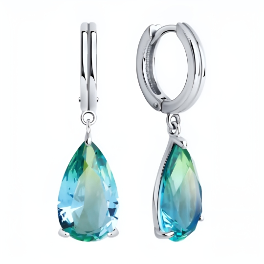 Серьги из серебра с ювелирными кристаллами