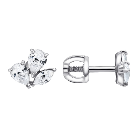 Серьги из серебра с фианитами