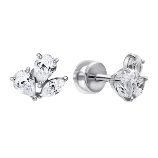 Серьги из серебра с фианитами