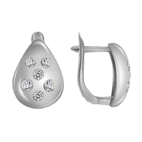 Серьги из серебра с фианитами