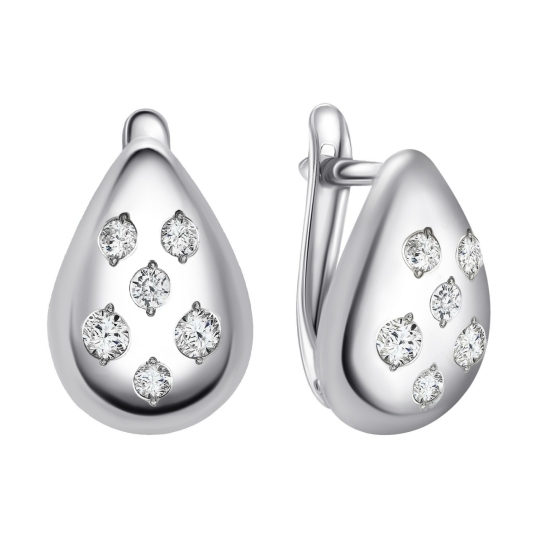 Серьги из серебра с фианитами