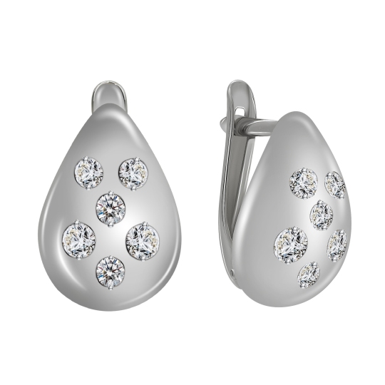 Серьги из серебра с фианитами