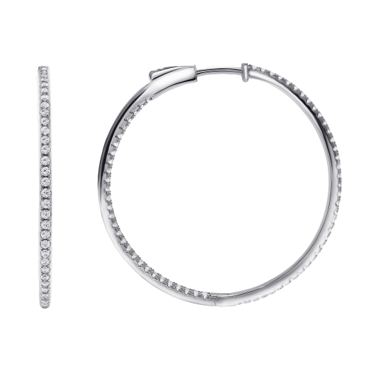 Серьги-конго из серебра с фианитами