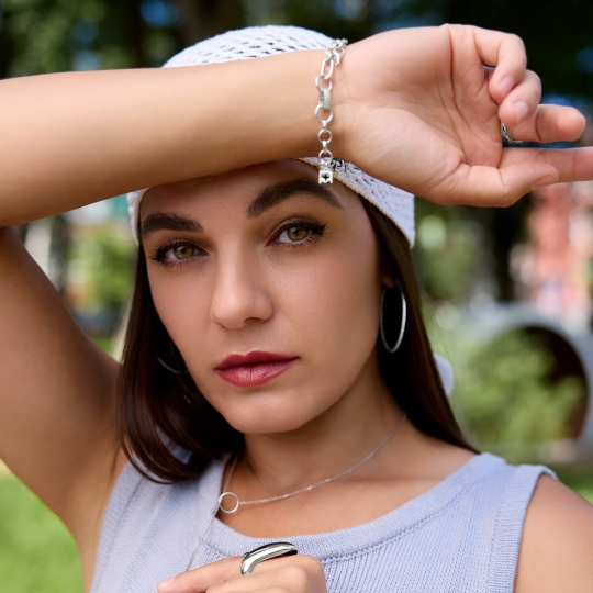 Серьги-конго из серебра с фианитами