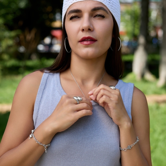 Серьги-конго из серебра с фианитами