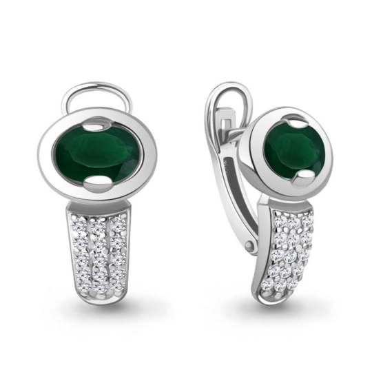 Серьги из серебра с агатами и фианитами