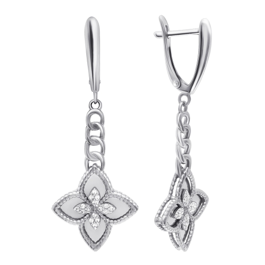 Серьги из серебра с фианитами