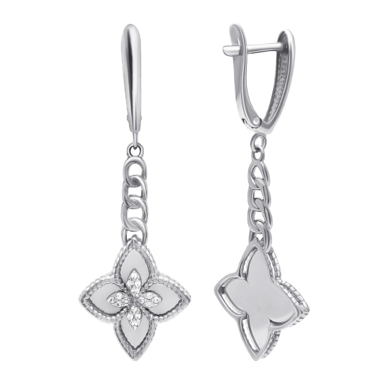 Серьги из серебра с фианитами