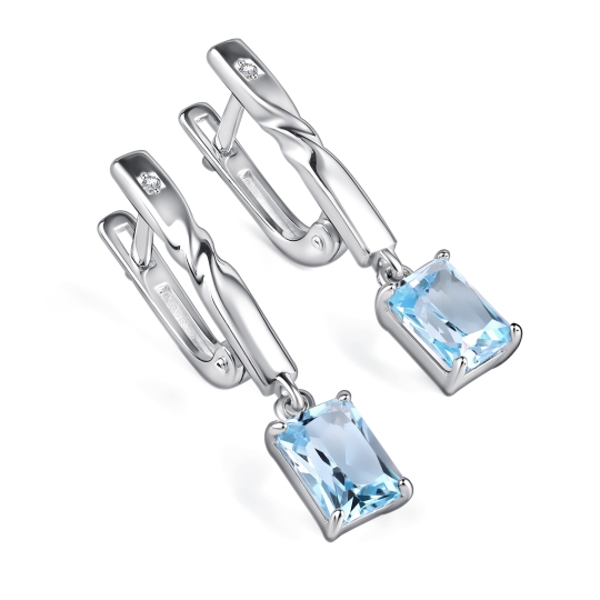 Серьги из серебра с бриллиантами и топазами