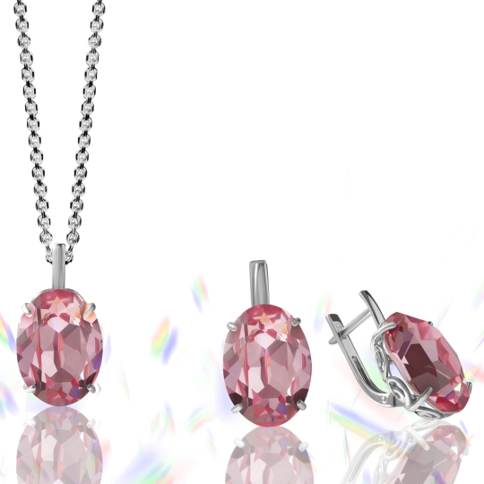 Серьги из серебра с ювелирными кристаллами