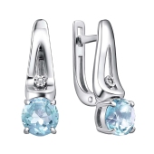 Серьги из серебра с бриллиантами и топазами