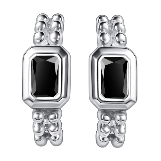 Серьги из серебра с ониксами
