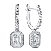 Серьги из серебра с горным хрусталем и фианитами