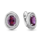 Серьги из серебра с аметистами и фианитами