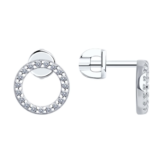 Серьги из серебра с фианитами