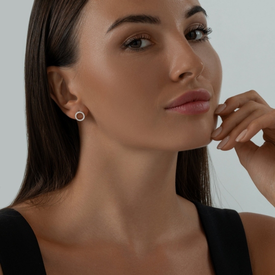 Серьги из серебра с фианитами