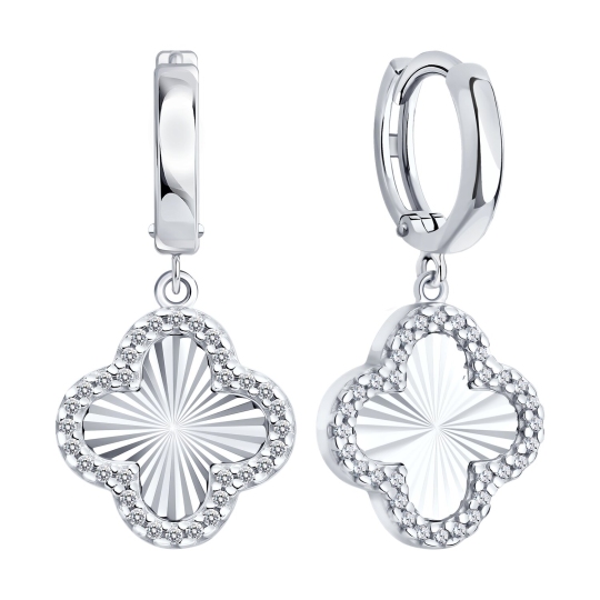 Серьги из серебра с фианитами