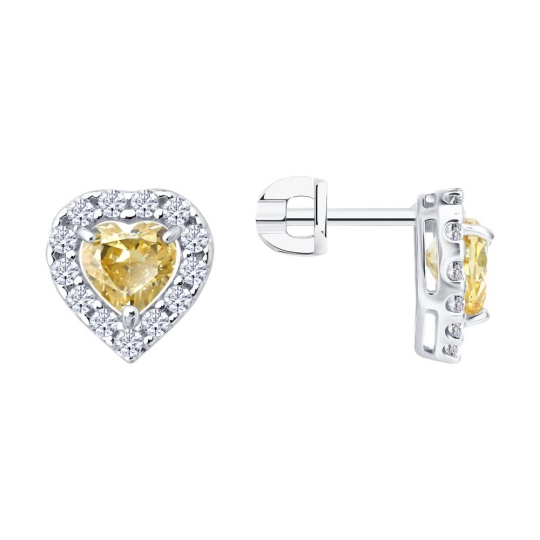 Серьги из серебра с фианитами
