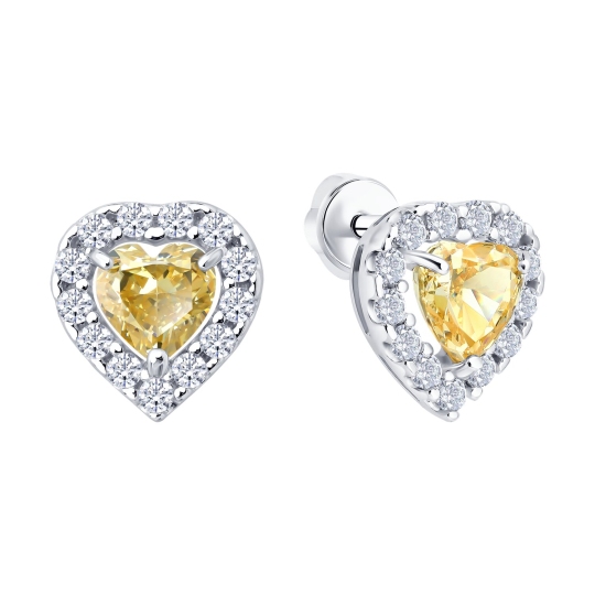 Серьги из серебра с фианитами