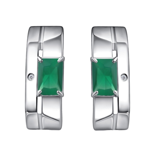 Серьги из серебра с бриллиантами и агатами