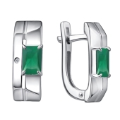 Серьги из серебра с бриллиантами и агатами